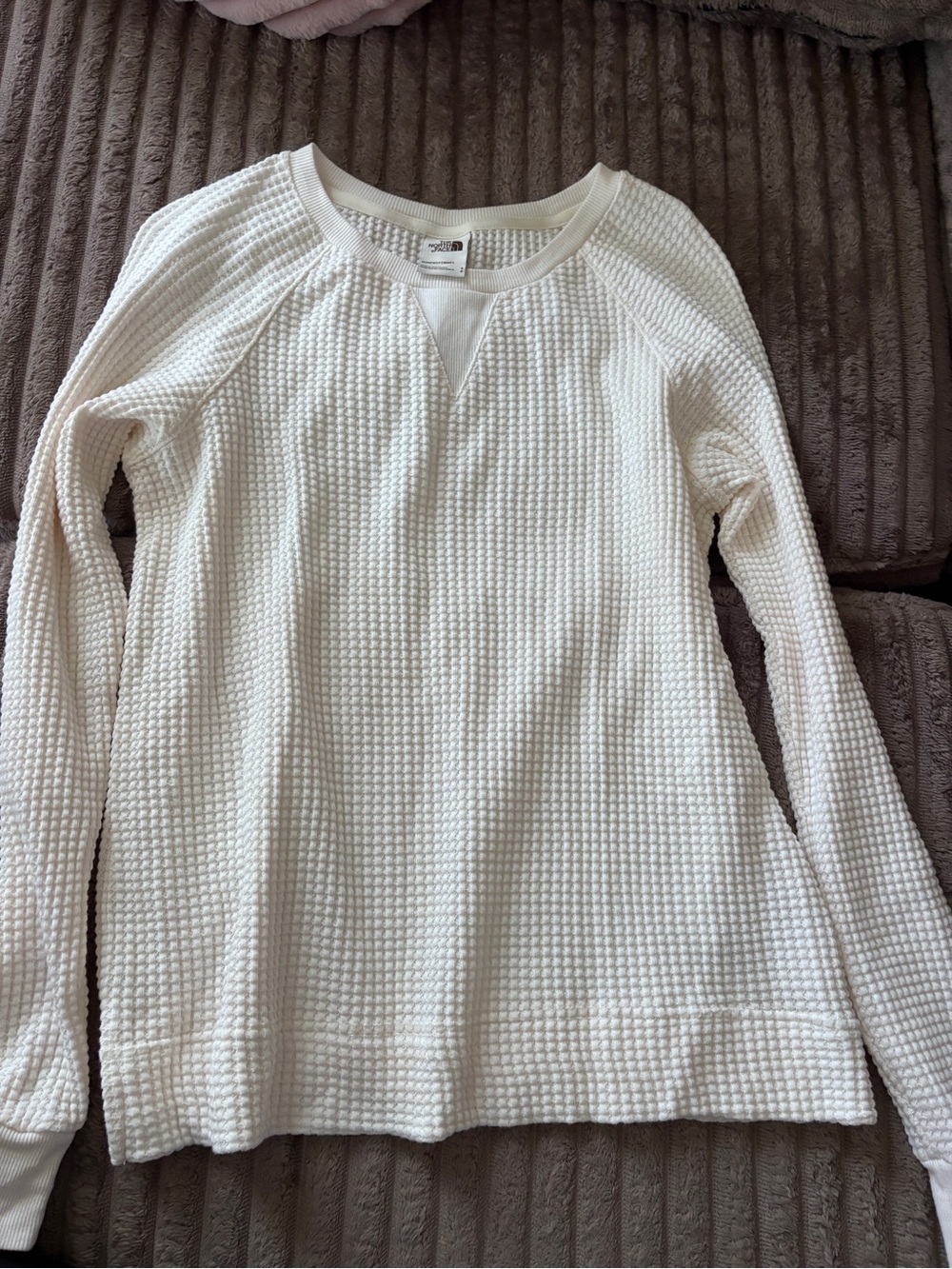 The North Face Cream Waffle-Knit Crewneck Sweatshirt